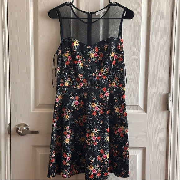dELIA’s Vintage Retro Y2K Floral Sleeveless Dress with Sheer Top Size Medium - Picture 1 of 7